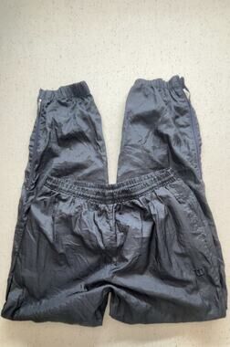Vintage Wilson Track Pants Mens M Navy Blue Nylon Windbreaker Lined Ankle Zip
